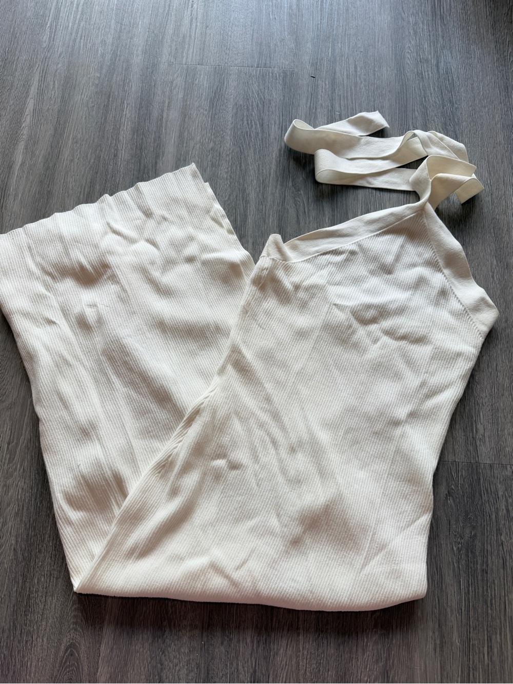 Aritzia Wilfred Cayenne Cream Ribbed Knit Halter Midi Dress